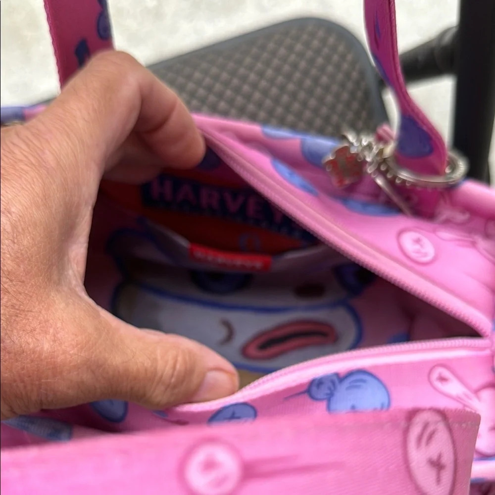 Harveys Pink and Blue Tote Bag with Geometric Design - Picture 5 of 7